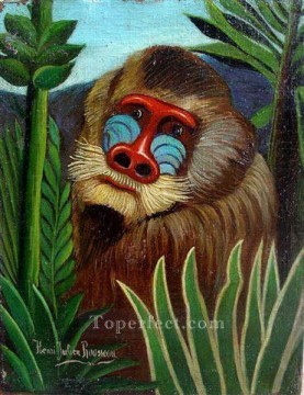  Rousseau Painting - mandrill in the jungle 1909 Henri Rousseau Post Impressionism Naive Primitivism